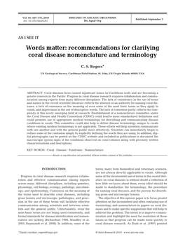 Words Matter: Recommendations for Clarifying Coral Disease Nomenclature and Terminology