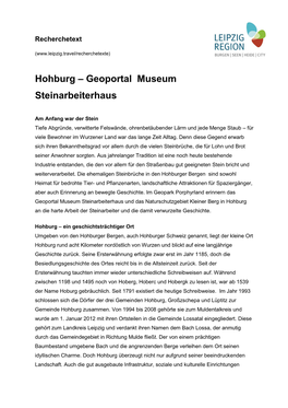 Hohburg – Geoportal Museum Steinarbeiterhaus