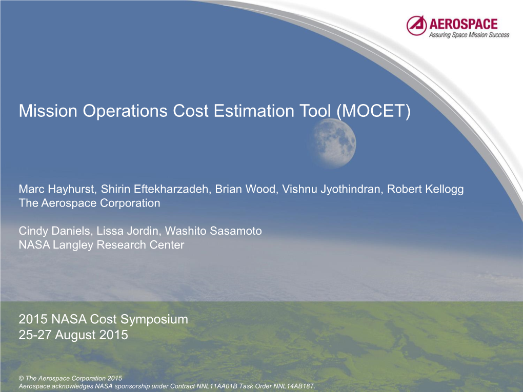 Mission Operations Cost Estimation Tool (MOCET)