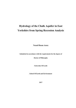 Hydrology of the Chalk Aquifer in East Yorkshire from Spring Recession Analysis