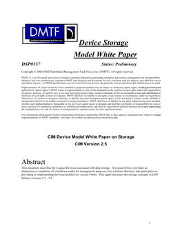 Device Storage Model White Paper DSP0137