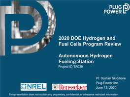 Autonomous Hydrogen Fueling Station Project ID TA029