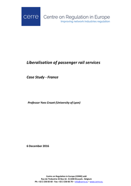 Liberalisation of Passenger Rail Services