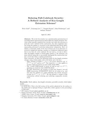 Relaxing Full-Codebook Security: a Refined
