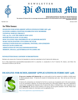 Pi Gamma Mu International Newsletter: January 2019