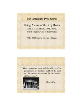 Parliamentary Procedure: Being Aware of the Key Rules