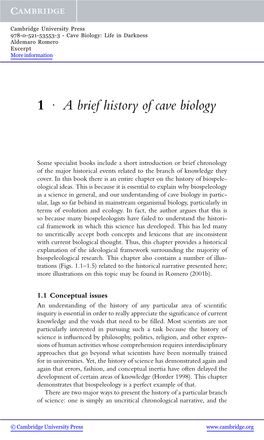 1 R a Brief History of Cave Biology