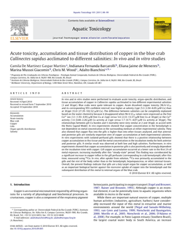 Aquatic Toxicology 101 (2011) 88–99