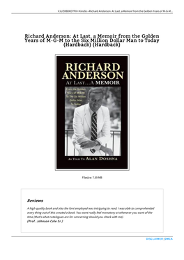 Download Book ~ Richard Anderson: at Last. a Memoir from The