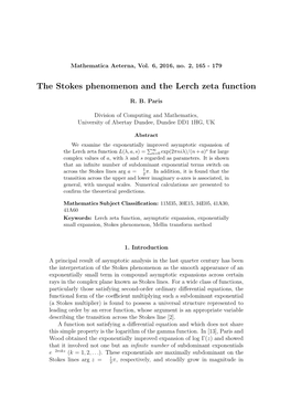 The Stokes Phenomenon and the Lerch Zeta Function