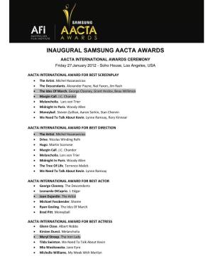 Inaugural Samsung Aacta Awards