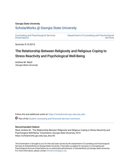 The Relationship Between Religiosity and Religious Coping to Stress Reactivity and Psychological Well-Being