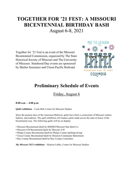 Together for '21 Fest: a Missouri Bicentennial Birthday Bash