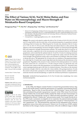 The Effect of Various Si/Al, Na/Al Molar Ratios and Free Water on Micromorphology and Macro-Strength of Metakaolin-Based Geopolymer