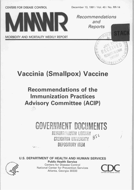 Vaccinia (Smallpox) Vaccine