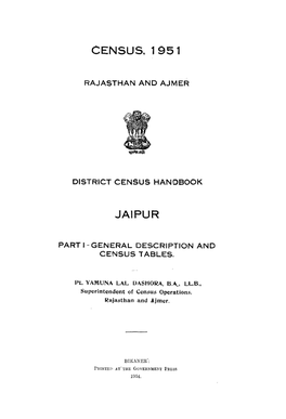 District Census Handbook, Jaipur, Rajasthan and Ajmer