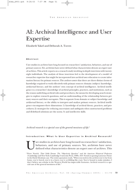 AI: Archival Intelligence and User Expertise