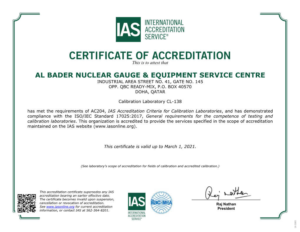 Al Bader Nuclear Gauge & Equipment Service Centre