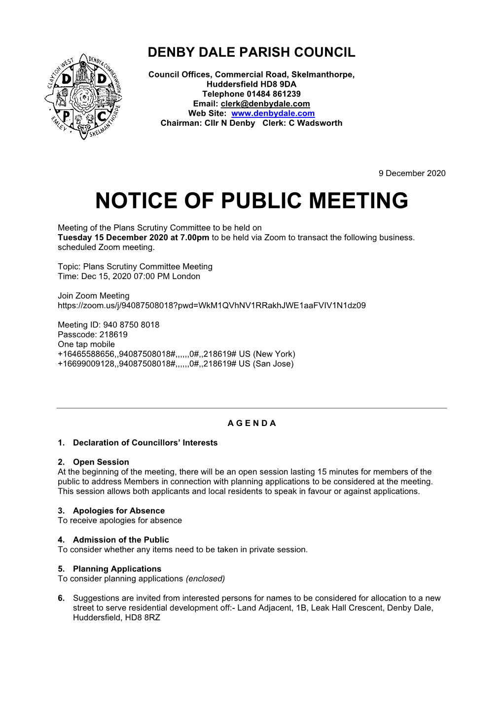 Notice of Public Meeting