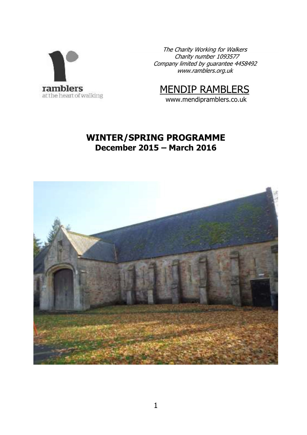 WINTER/SPRING PROGRAMME December 2015 – March 2016