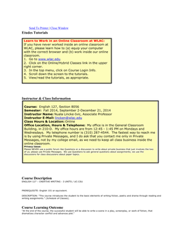 Etudes Tutorials Instructor & Class Information Course Description