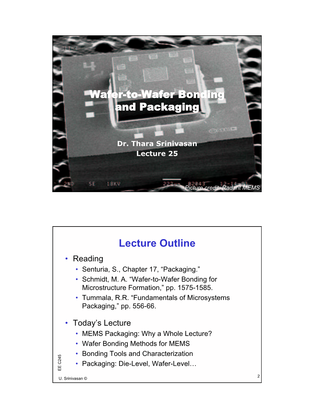 Lecture 24 Wafer Bonding and Packaging
