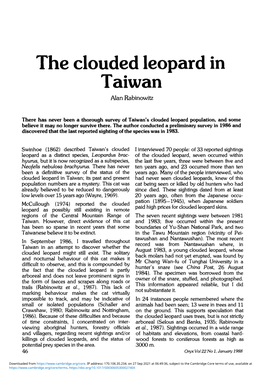 The Clouded Leopard in Taiwan Alan Rabinowitz