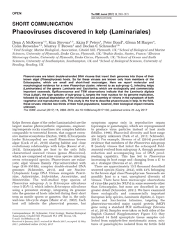 Phaeoviruses Discovered in Kelp (Laminariales)