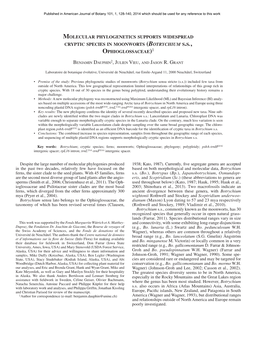 Molecular Phylogenetics Supports Widespread