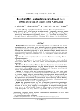 Fossils Matter – Understanding Modes and Rates of Trait Evolution in Musteloidea (Carnivora)