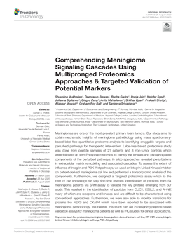 2020 Comprehending Meningioma Signaling Cascades Using