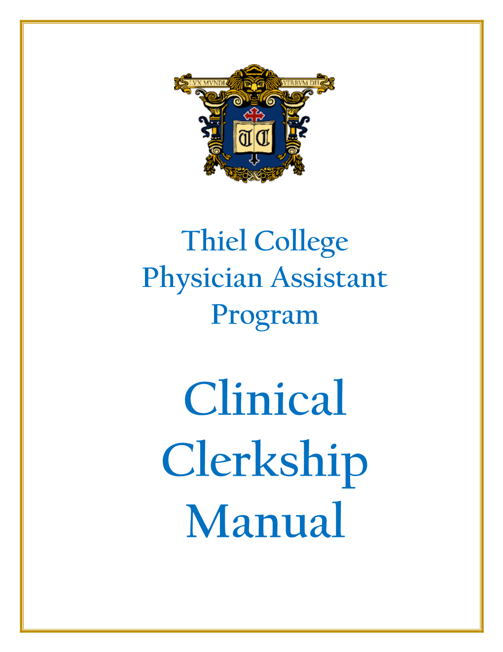 Clinical Clerkship Manual