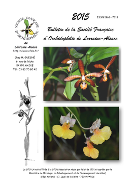 Bulletin De La Société Française D'orchidophilie De Lorraine-Alsace
