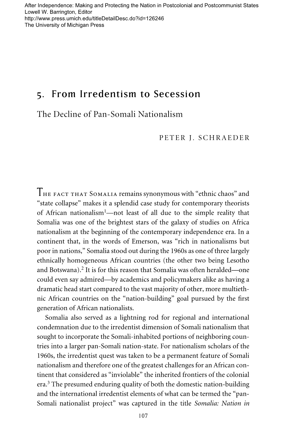 5. from Irredentism to Secession