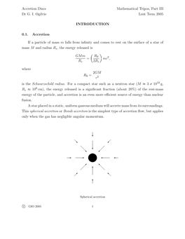 Accretion Discs Mathematical Tripos, Part III Dr G. I. Ogilvie Lent Term 2005