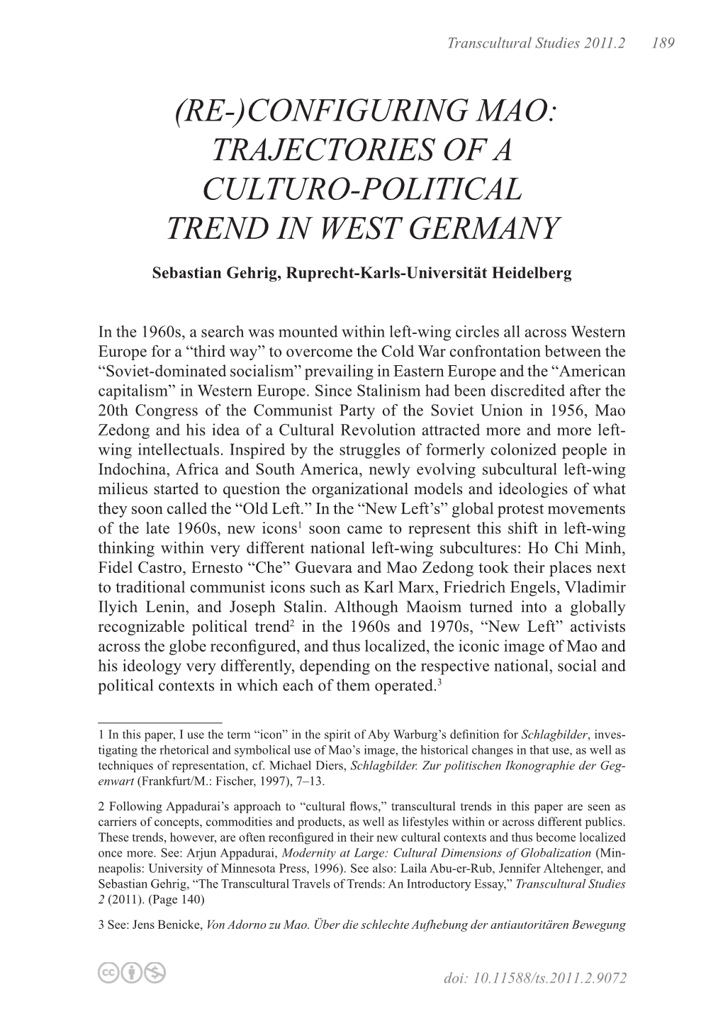 (Re-)Configuring Mao: Trajectories of a Culturo-Political Trend in West Germany