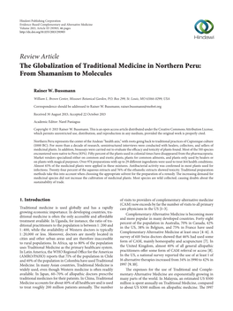 The Globalization of Traditional Medicine in Northern Peru: from Shamanism to Molecules