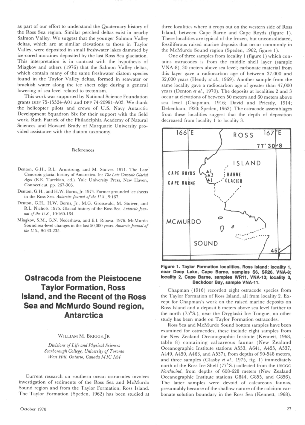 Ostracoda from the Pleistocene Taylor Formation, Ross Island, and The