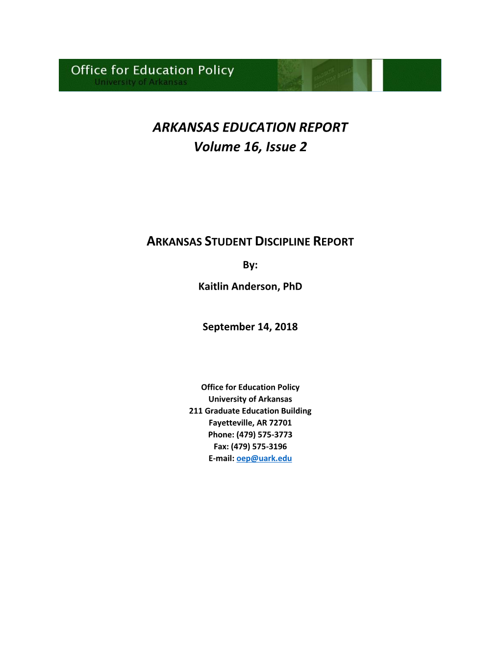 Arkansas Student Discipline Report