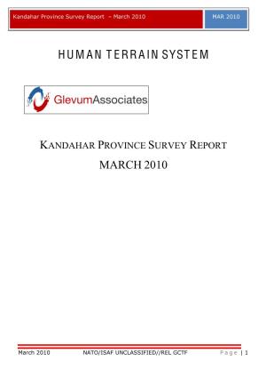 Kandahar Province Survey Report ± March 2010 MAR 2010