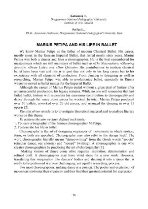 MARIUS PETIPA and HIS LIFE in BALLET We Know Marius Petipa As the Father of Modern Classical Ballet