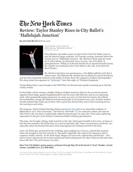 Review: Taylor Stanley Rises in City Ballet's 'Hallelujah Junction'