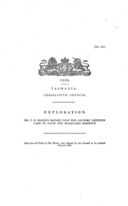 Exploration Mr. T. B. Moore's Report Upon the Country Between Lake St