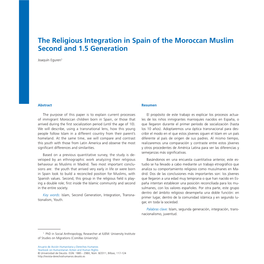 The Religious Integration in Spain of the Moroccan Muslim Second and 1.5 Generation