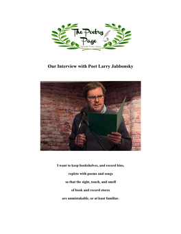 Interview with Poet Larry Jabbonsky