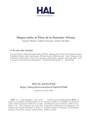 Magma Paths at Piton De La Fournaise Volcano Laurent Michon, Valérie Ferrazzini, Andrea Di Muro