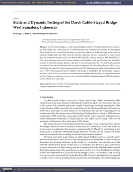 Static and Dynamic Testing of Sei Dareh Cable-Stayed Bridge West Sumatera, Indonesia