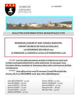 Mairie De Cottance 04 77 28 01 10 Bulletin D'informations