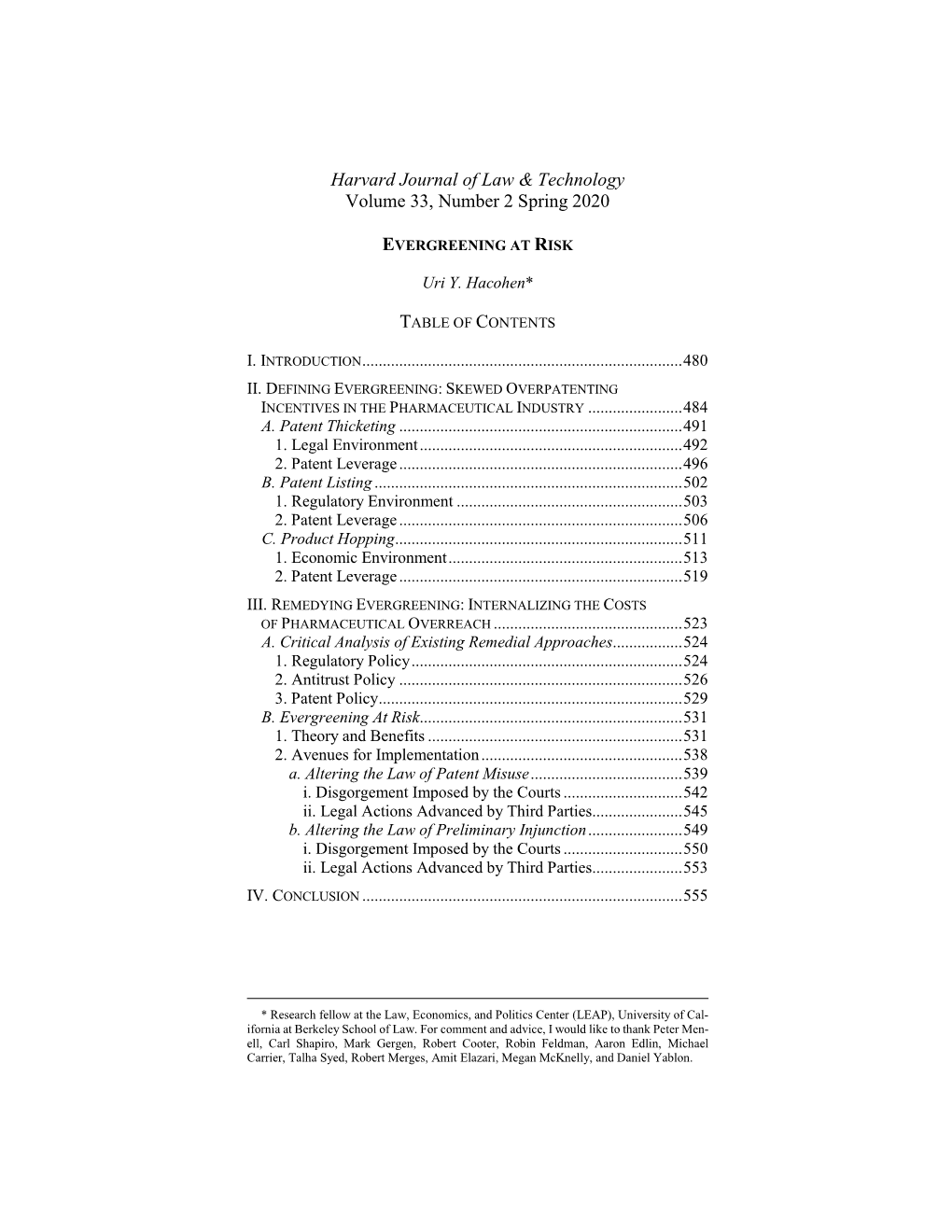Harvard Journal of Law & Technology Volume 33, Number 2 Spring 2020