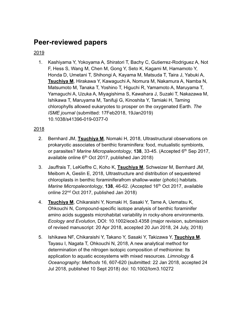 Peer-Reviewed Papers 2019